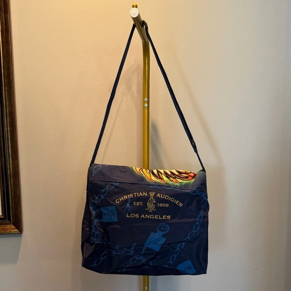 Christian Audigier vintage Y2K Vibrant Graphic Messenger Bag EUC